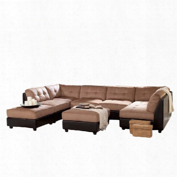 Coaster Claude Microfiber Sectional With Ottoman In Brown