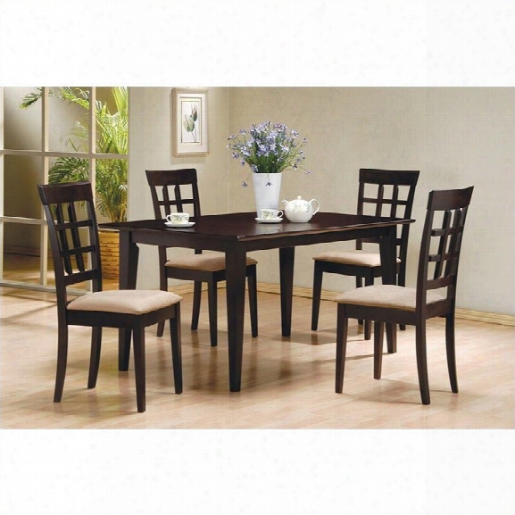 Coaster Dining Table And 4 Wheat Back Chairs In Cappuccino