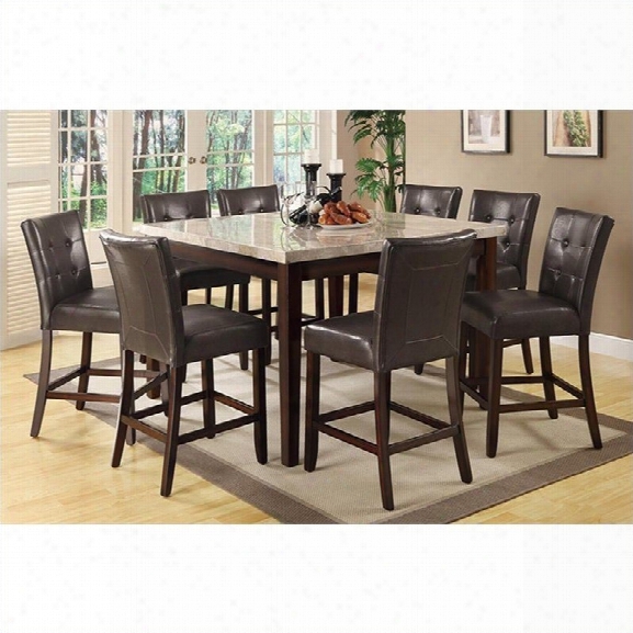 Coaster Milton 9 Piece Marble Top Table Set In Cappuccino