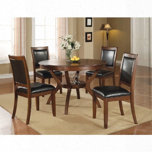 Coaster Nelms 5 Piece Dining Set In Walnut And Dark Brown