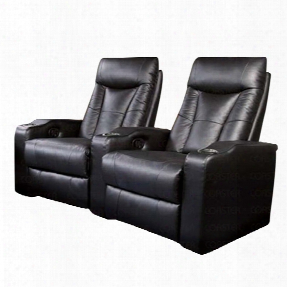 Coaster Pavillion 2-theater Seat Chairs In Black Leather