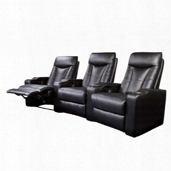 Coaster Pavillion 3-theater Seats Chairs In Black Leather