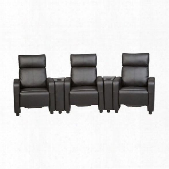 Coaster Push Back Home Theatre Recliner  With Cupholders In Black