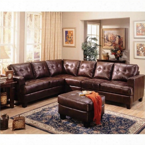 Coaster Samuel 4 Piece Leather Sectional With Ottoman In Chocolate
