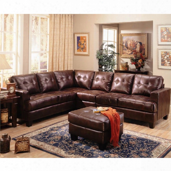 Coaster Samuel Leather Left Facing Sectional In Dark Brown