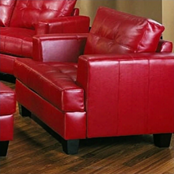 Coaster Samuel Tufted Leather Club Chair In Red