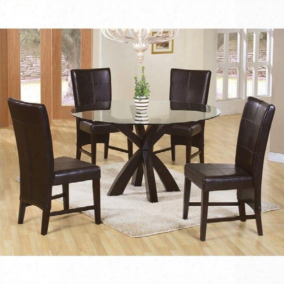 Coaster Shoemaker 5 Piece Round Dining Set In Cappuccino