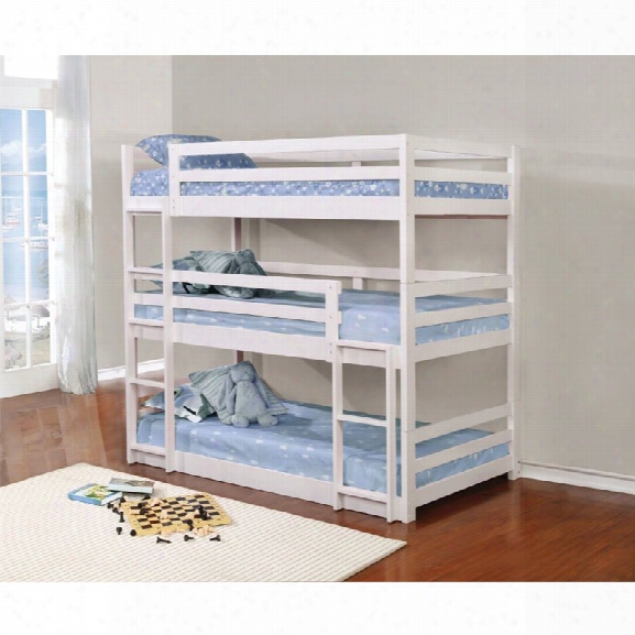 Coaster Triple Twin Bunk Bed In White