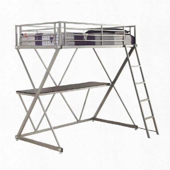 Coaster Twin Workstation Loft Bunk Bed With Desk In Silver