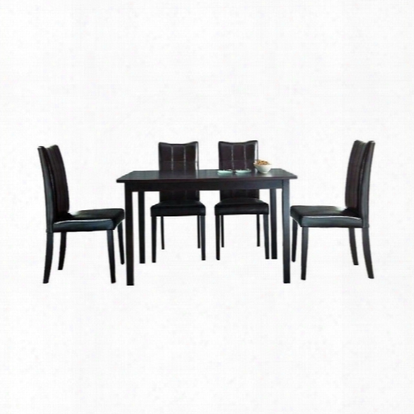 Eden 5 Piece Dining Set In Dark Brown