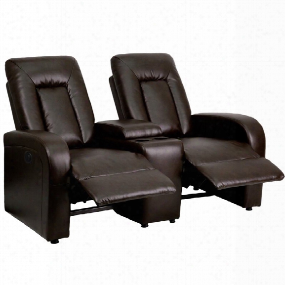 Flash Furniture 2 Seat Leather Reclining Home Theater Seating In Brown