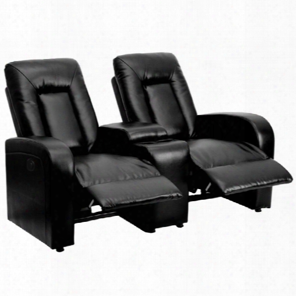 Flash Furniture 2 Seat Leather Reclining Home Theater Seating In Black
