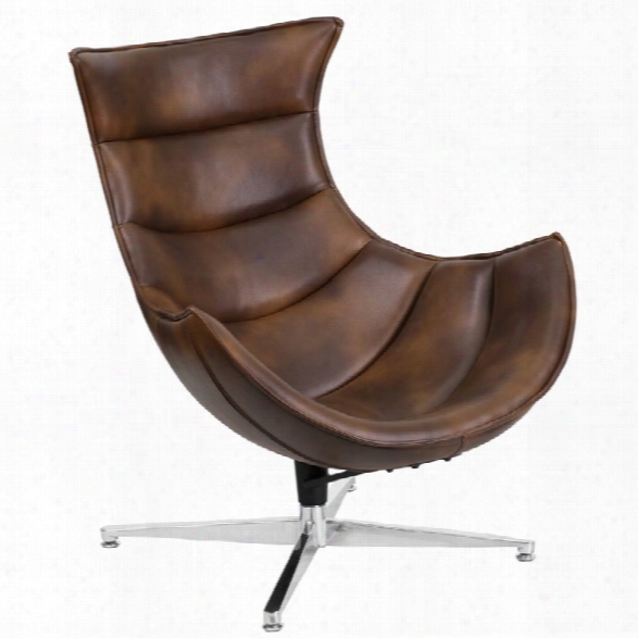 Flash Furniture Bomber Jacket Leather Cocoon Chair In Brown