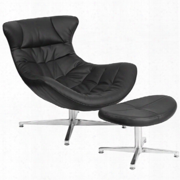 Flash Furniture Leather Cocoon Chair And Ottoman Ni Black