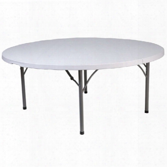 Flash Furniture Round Plastic Folding Table In Granite White
