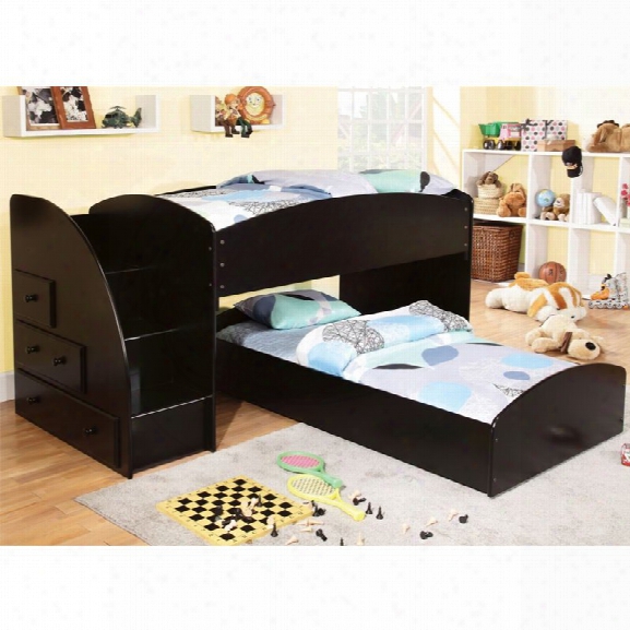 Furniture Of America Adelley Twin Over Twin Bunk Bed In Black