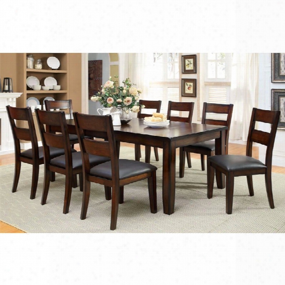 Furnigure Of America Arlen 9 Piece Extendable Dining Set In Cherry