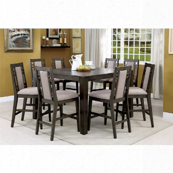 Furniture Of America Attentuer 9 Piece Counter Height Dining Set