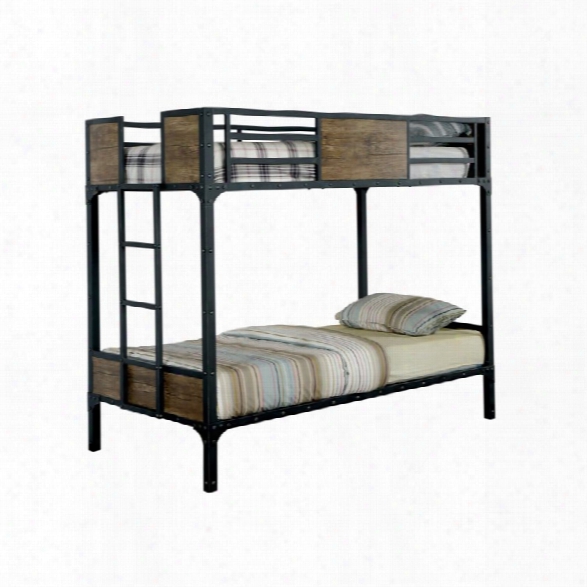 Furniture Of America Baron Twin Over Twin Bunk Bed In Black