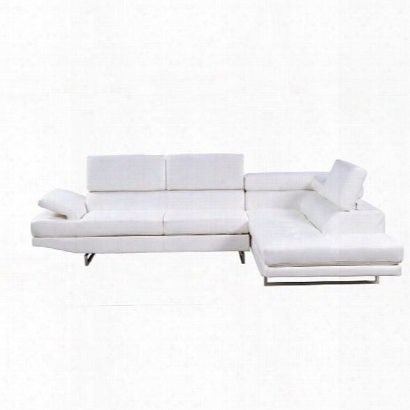 Furniture Of America Briana Leather Sectional In White