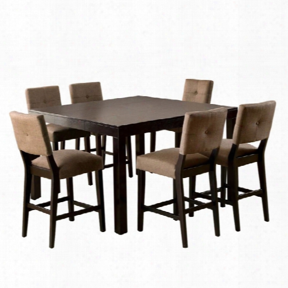 Furniture Of America Bruce 7 Piece Pub Height Dining Set In Espresso