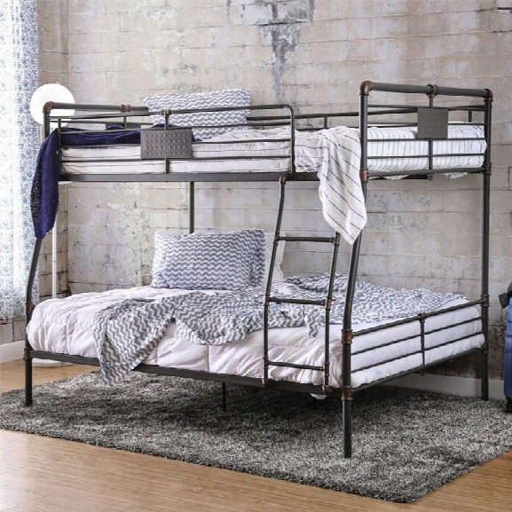 Furniture Of America Bryon Full Over Queen Bunk Bed In Antique Black