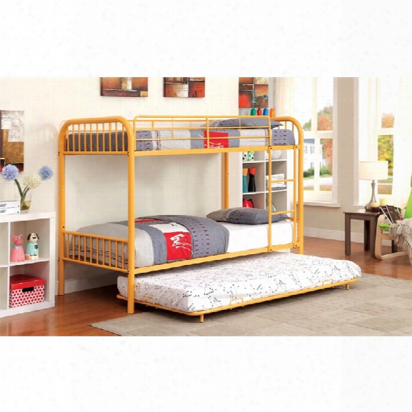 Furniture Of America Capelli Twin Over Twin Metal Bunk Bed In Orange