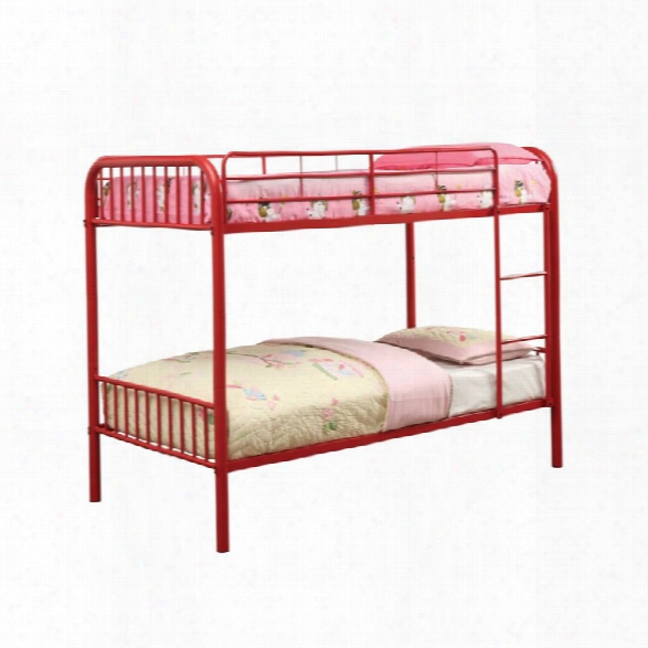 Furniture Of America Capelli Twin Over Twin Metal Bunk Bed In Red