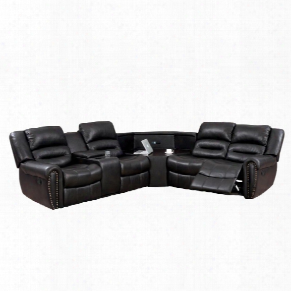 Furniture Of America Chuck Faux Leather Reclining Sectional In Brown