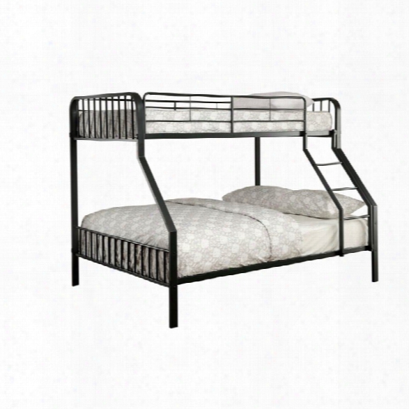 Furniture Of America Ciera Twin Over Full Metal Slat Bunk Bed In Black