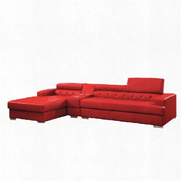 Furniture Of America Contreras 2 Piece Leather Sectional In Red
