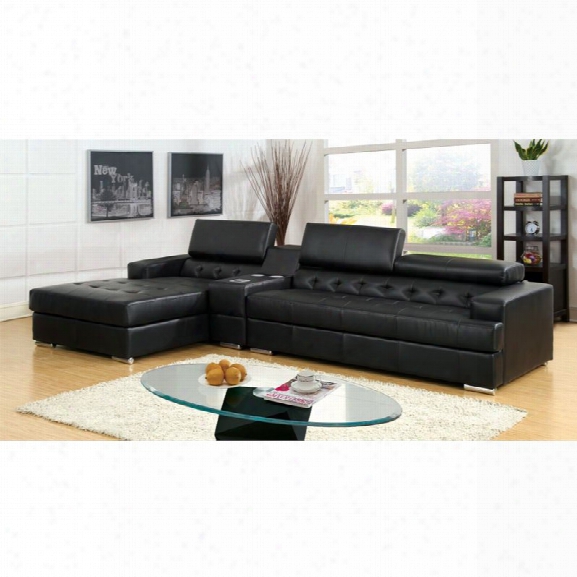 Furniture Of America Contreras 2 Piece Leatherette Sectional In Black