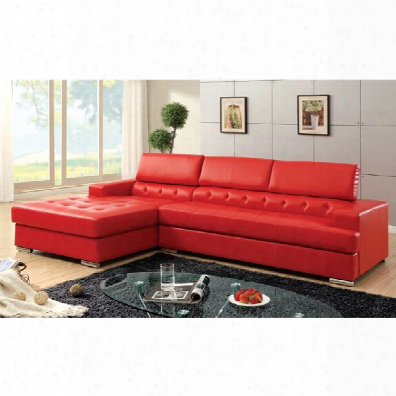 Furniture Of America Contreras Leatherette Sectional In Red