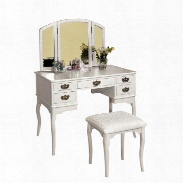 Furniture Of America Coriander 3-sided Mirror Vanity Set In White