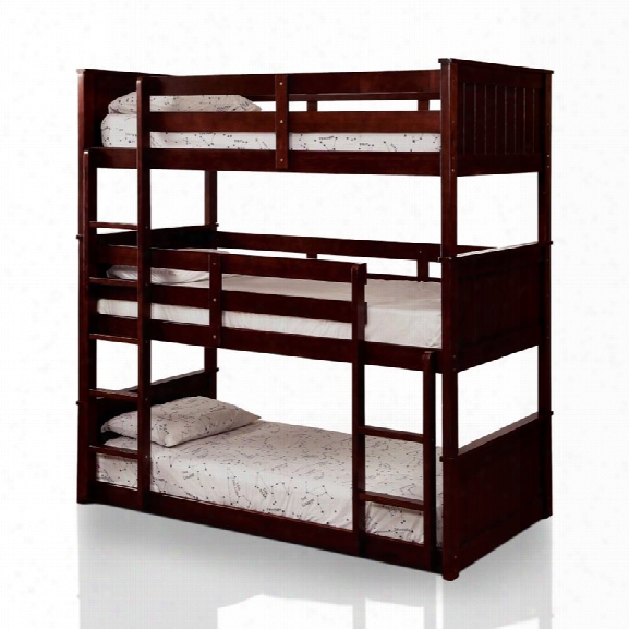 Furniture Of America Dorian Twin Triple Decker Bunk Bed In Espresso