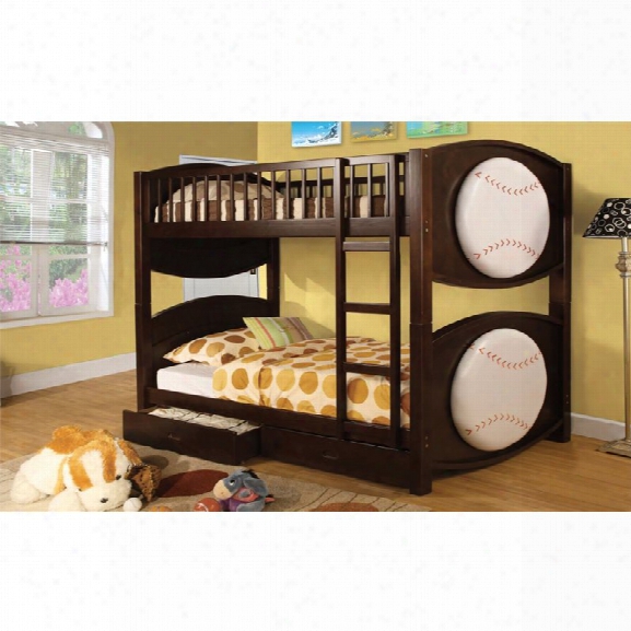 Furniture Of America Felip Baseball Bunk Bed In Dark Walnut