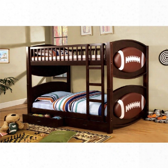 Furniture Of America Felip Football Bunk Bed In Dark Walnut