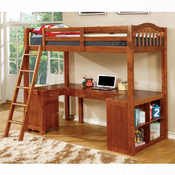 Furniture Of America Franklyn Twin Loft Bed With Desk In Oak