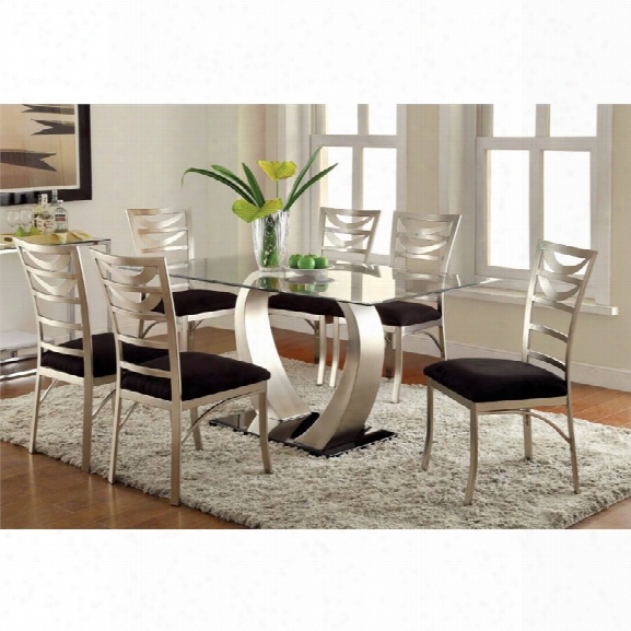 Furniture Of America Genaveve 7 Piece Dining Set In Satin