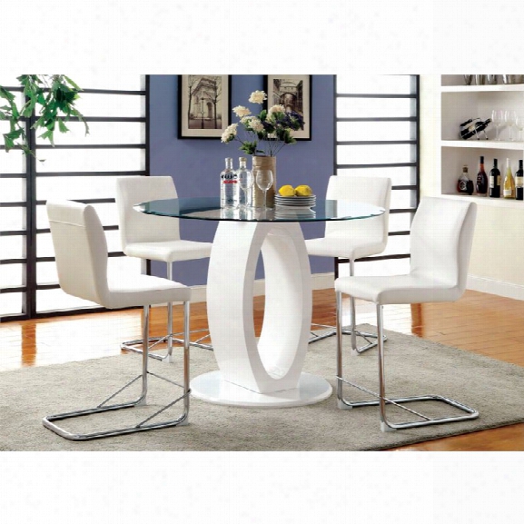 Furniture Of America Hugo 5 Piece Round Counter Height Dining Set