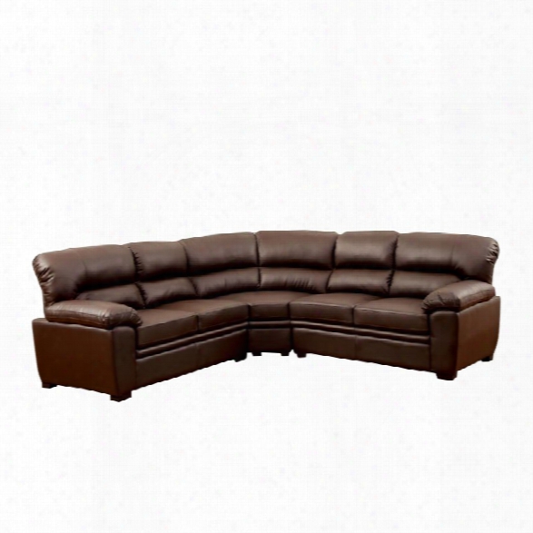 Furniture Of America Jaran Leather Tufted Sectional In Brown