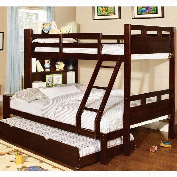 Furniture Of America Julliant Twin Over Full Bunk Bed In Walnut