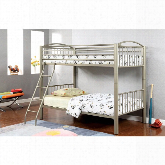 Furniture Of America Lohani Twin Over Twin Metal Bunk Bed In Gold