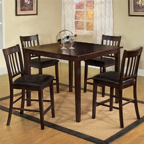 Furniture Of America Lucerno 5 Piece Counter Height Dining Set