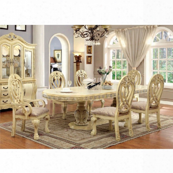 Furniture Of America Madison 7 Piece Extendable Dining Set In White