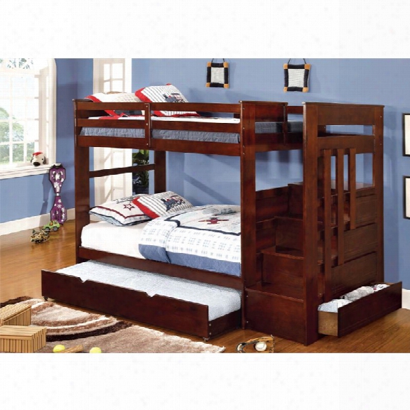 Furniture Of America Malvin Twin Over Twin Bunk Bed With Steps