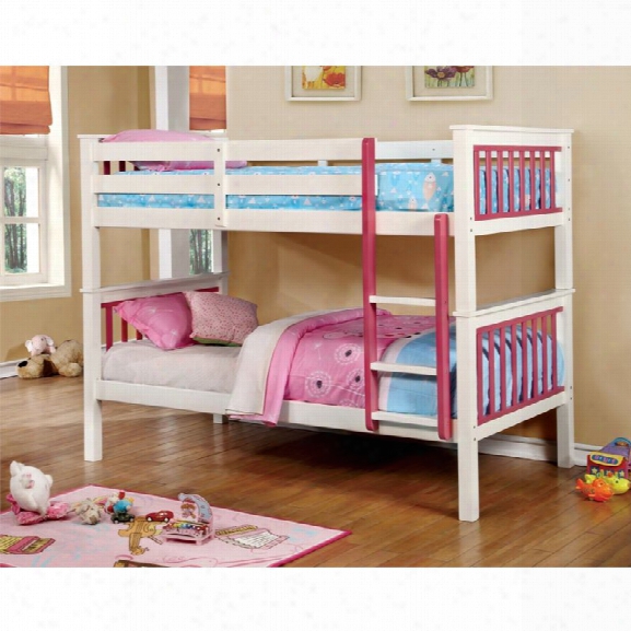 Furniture Of America Marcel Twin Over Twin Bunk Bed In Pink