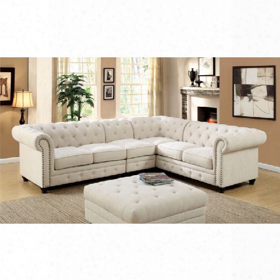 Furniture Of America Marlow Fabric Sectional In Ivory