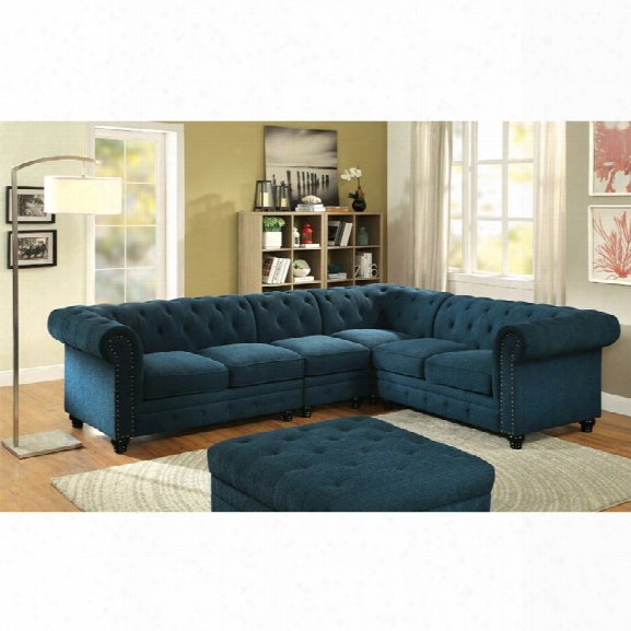 Furniture Of America Marlow Fabic Sectional In Teal