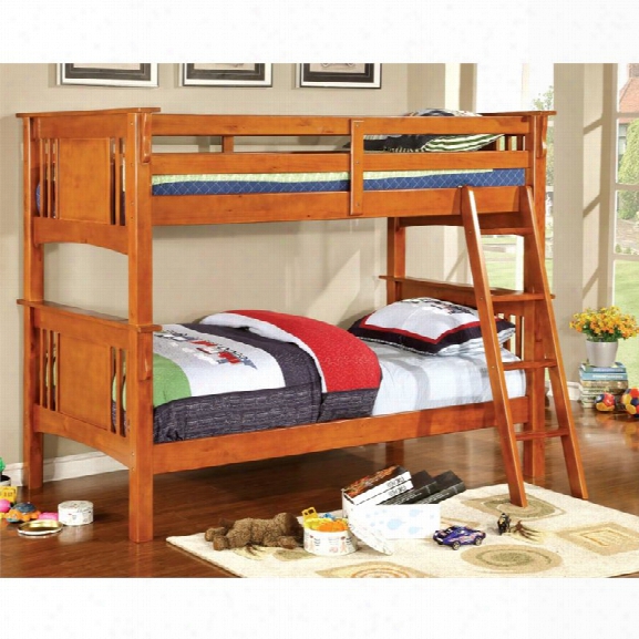 Furniture Of America Roderick Twin Over Twin Bunk Bed In Oak